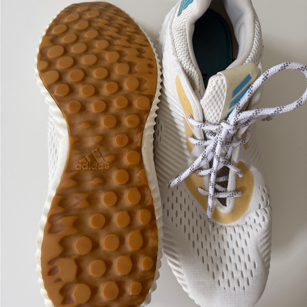 Adidas Mens Alphabounce White and Gold Sneakers
